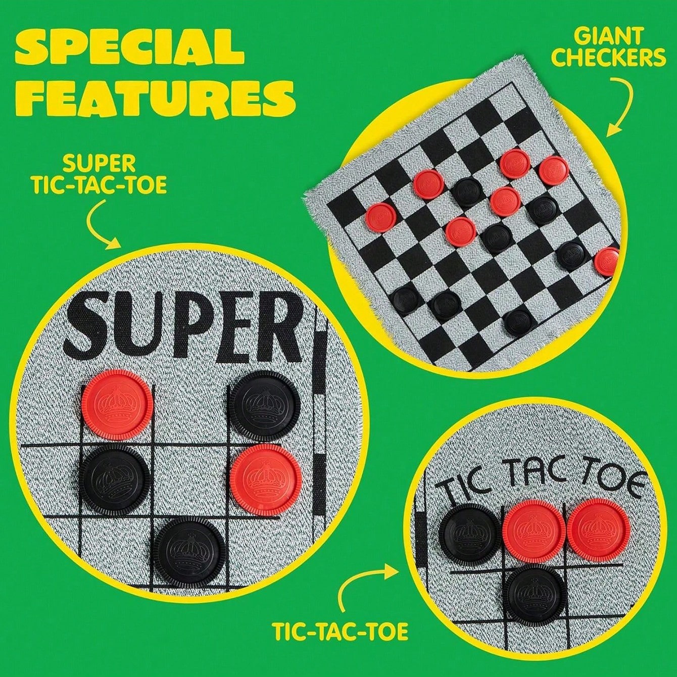 Tic Tac Toe Giant - 3-in-1 빈티지 게임 세트 - 대형