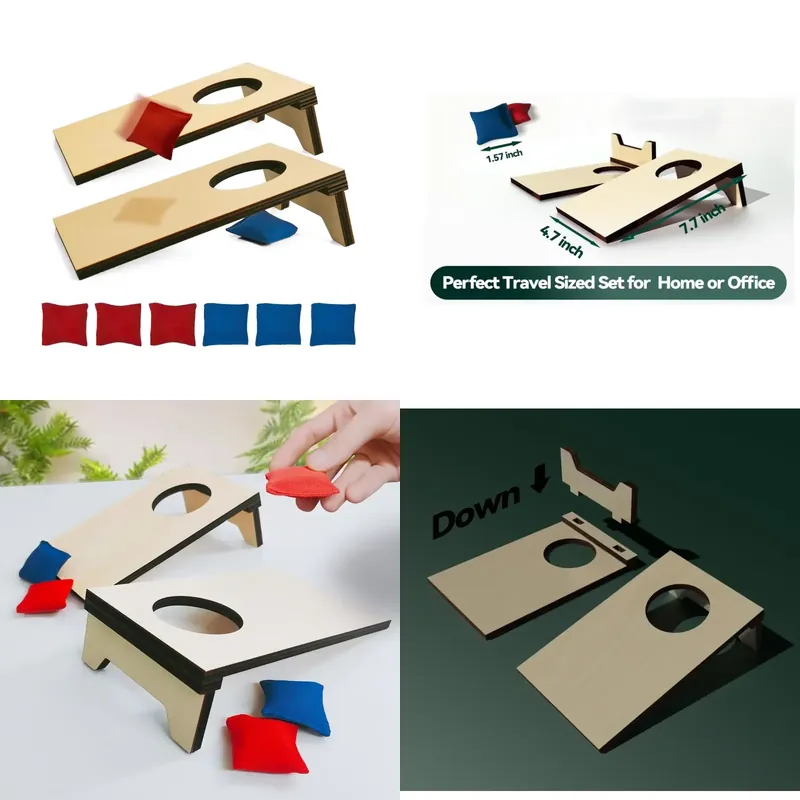 휴대용 미니 테이블탑 콘홀 게임 세트, 실내외 파티나  - Cornhole Board Set 리뷰 및 가격